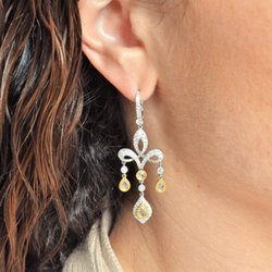 Porcello Jewelers - Ladies 18K 2 toned diamond chandelier earrings