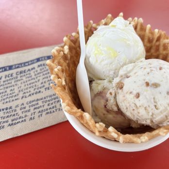 Jeni's Splendid Ice Creams - Lemon Bar, Wedding Cake (limited), and Brambleberry Crisp in Waffle Bowl - Ice Cream & Frozen Yogurt Near Me - Columbus, Ohio Jeni's Splendid Ice Creams - Lemon Bar, Wedding Cake (limited), and Brambleberry Crisp in Waffle Bowl - Ice Cream & Frozen Yogurt Near Me - Columbus, Ohio