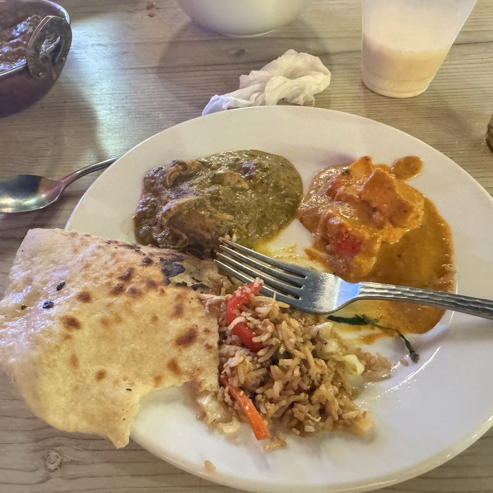 Bawarchi Indian Cuisine - Chicken Tikka Masala, chicken spinach (Chicken Saag in Indian), garlic naan, and spicy Mixed Fried Rice! So yummy! - Indian Near Me - Reno, Nevada Bawarchi Indian Cuisine - Chicken Tikka Masala, chicken spinach (Chicken Saag in Indian), garlic naan, and spicy Mixed Fried Rice! So yummy! - Indian Near Me - Reno, Nevada