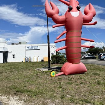 Cape Cod Fish - Big inflatable lobster on outside of their building - Seafood Near Me - Fort Myers, Florida