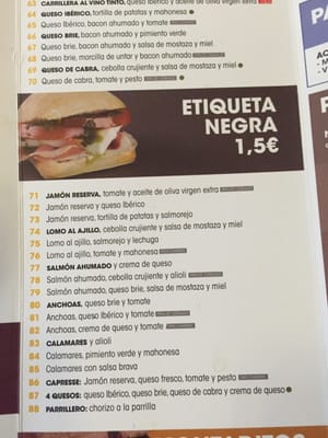 Menu photo 2 100 Montaditos Madrid, M