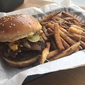 Charly's Burgers - Plain Ol' Smash Burger with grilled onions and bacon - Burgers Near Me - Chicago, Illinois
