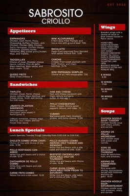 Menu photo 2 Sabrosito Criollo Sanford, FL Menu photo 2 Sabrosito Criollo Sanford, FL