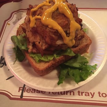 Faidley's Seafood - Jumbo lump crab cake on wheat bread with mustard. - Seafood Markets Near Me - Baltimore, Maryland
