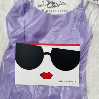 Alice and Olivia - My vegan leather lavender dress was shipped with nice packaging & cute presentation - Women's Clothing Near Me - Beverly Hills, California Alice and Olivia - My vegan leather lavender dress was shipped with nice packaging & cute presentation - Women's Clothing Near Me - Beverly Hills, California