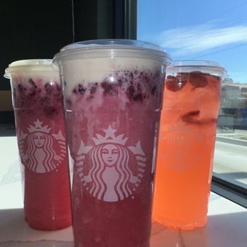 Starbucks - Trenta Dragon drink with vanilla cold foam! and an Açaí lemonade refresher! - Coffee & Tea Near Me - Wasco, California