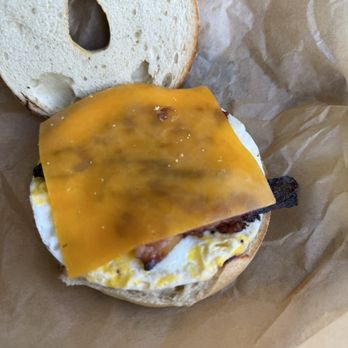 Einstein Bros. Bagels - Egg bacon and cheese on Asiago - Bagels Near Me - Milwaukee, Wisconsin Einstein Bros. Bagels - Egg bacon and cheese on Asiago - Bagels Near Me - Milwaukee, Wisconsin