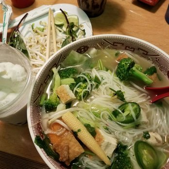 Pho Ha #1 - No. 73 large with fried tofu & a coconut boba drink - Vietnamese Near Me - Temecula, California