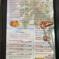 Mariscos Morales - Menu