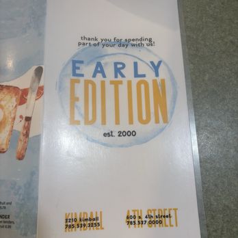 Early Edition - Front of the menu - Breakfast & Brunch Near Me - Manhattan, Kansas