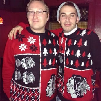 Serve & Swig - two men wearing ugly sweaters - Sports Bars Near Me - Lake Villa, Illinois Serve & Swig - two men wearing ugly sweaters - Sports Bars Near Me - Lake Villa, Illinois