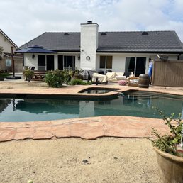 a pool and patio
