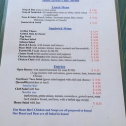 Main Street Cafe - Basic menu with a range of sandwiches, soup / sandwich combos and a couple of salads
