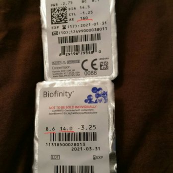 Nue Hugo M MD - Sample Contacts with different Contact Prescription. *They don't carry the Biofinity brand, which is why I had to pay $10 for them. - Optometrists Near Me - Arlington, Texas Nue Hugo M MD - Sample Contacts with different Contact Prescription. *They don't carry the Biofinity brand, which is why I had to pay $10 for them. - Optometrists Near Me - Arlington, Texas