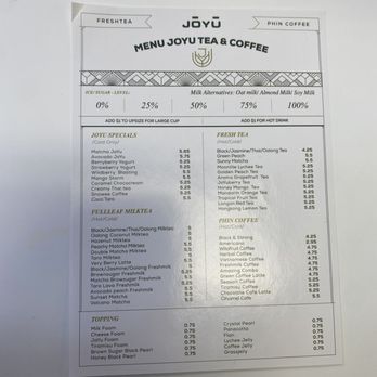 Joyu Tea & Coffee - Drink Menu 3/4/2023 - Bubble Tea Near Me - Virginia Beach, Virginia Joyu Tea & Coffee - Drink Menu 3/4/2023 - Bubble Tea Near Me - Virginia Beach, Virginia
