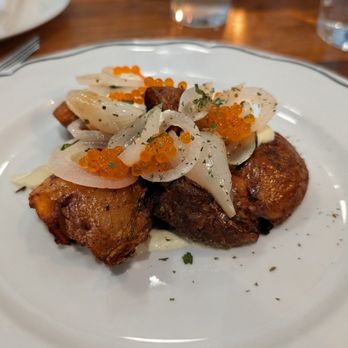 Crusco - Fried Potatoes with soubise, lovage and ro - Sushi Bars Near Me - Asheville, North Carolina Crusco - Fried Potatoes with soubise, lovage and ro - Sushi Bars Near Me - Asheville, North Carolina