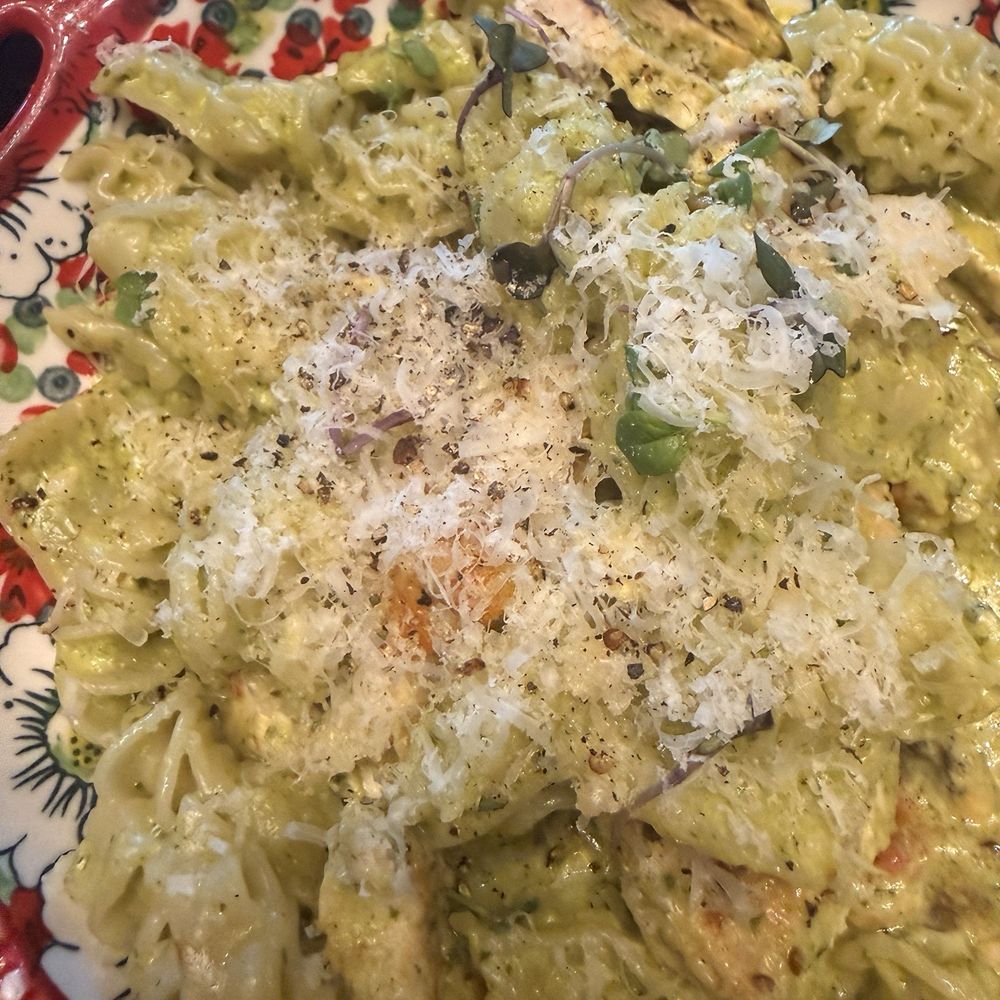 Homemade Pesto pasta with chicken. Homemade Pesto pasta with chicken.