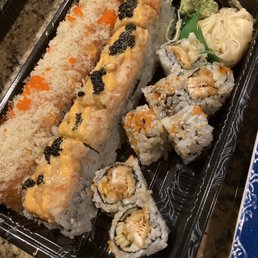Left to Right: Double Salmon Roll, Lobster General Roll, and Fish Tempera Roll.