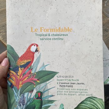 Formidable - Menu in English, address and phone number - Brasseries Near Me - Paris, 75