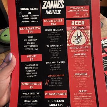 Zanies - Menu - Comedy Clubs Near Me - Nashville, Tennessee Zanies - Menu - Comedy Clubs Near Me - Nashville, Tennessee