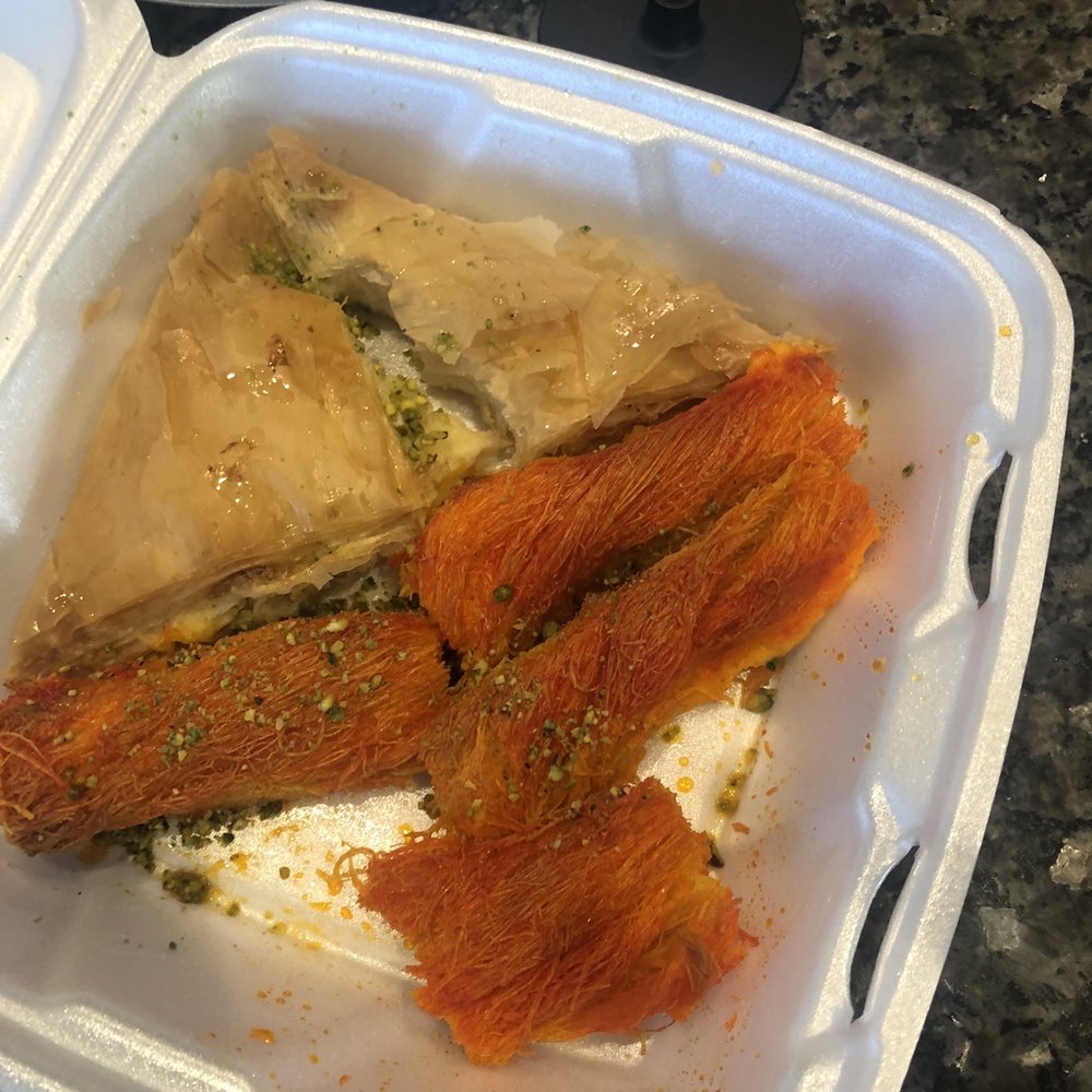 Nablus Sweets - The knafeh roll (2) and the warbat (2). Partially eaten lol - Desserts Near Me - Bridgeview, Illinois Nablus Sweets - The knafeh roll (2) and the warbat (2). Partially eaten lol - Desserts Near Me - Bridgeview, Illinois