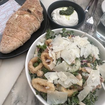 Parla - calamari salad. sesame loaf - Pizza Near Me - New York, New York