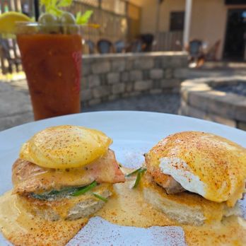 The Kelpie On Tybee - Eggs Royale- Seared Salmon on an English muffin topped with house-made Hollandaise sauce - Pubs Near Me - Tybee Island, Georgia The Kelpie On Tybee - Eggs Royale- Seared Salmon on an English muffin topped with house-made Hollandaise sauce - Pubs Near Me - Tybee Island, Georgia