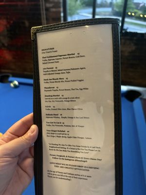 Menu photo 2 Humbug Charlotte, NC