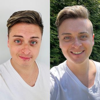 Shine Hair Studio - Left is After and right is before - Hair Salons Near Me - Port Washington, New York Shine Hair Studio - Left is After and right is before - Hair Salons Near Me - Port Washington, New York