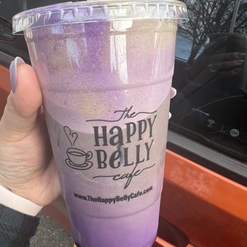 The Happy Belly Cafe - Ube Latte with Matcha - Cafes Near Me - Clifton, New Jersey