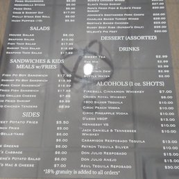 Updated Menu with Updated Prices