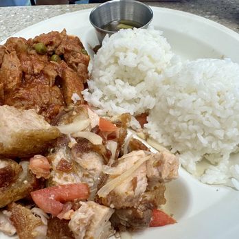 Julie'Z Restaurant - Combination plate lunch-Lechon Kawali & Gisantes - Filipino Near Me - Kapolei, Hawaii Julie'Z Restaurant - Combination plate lunch-Lechon Kawali & Gisantes - Filipino Near Me - Kapolei, Hawaii