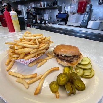 Hunter House Hamburgers - Double + small fry + jalapeños - Burgers Near Me - Birmingham, Michigan Hunter House Hamburgers - Double + small fry + jalapeños - Burgers Near Me - Birmingham, Michigan