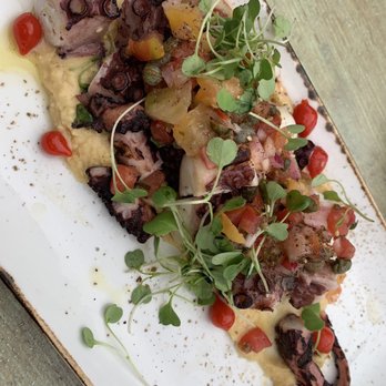 Driftwood Kitchen - Octopus appetizer with hummus - Seafood Near Me - Laguna Beach, California