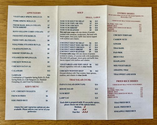 Menu photo 2 The Best Thai restaurant Jacksonville, FL