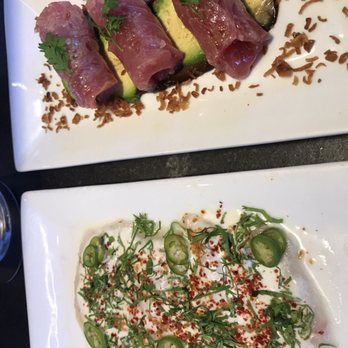 Row 34 - Seaport - Tuna crudo on top, fluke crude on the bottom. - New American Near Me - Boston, Massachusetts Row 34 - Seaport - Tuna crudo on top, fluke crude on the bottom. - New American Near Me - Boston, Massachusetts