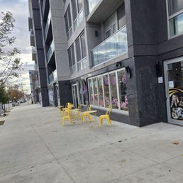 Outside of location and outside seating Outside of location and outside seating
