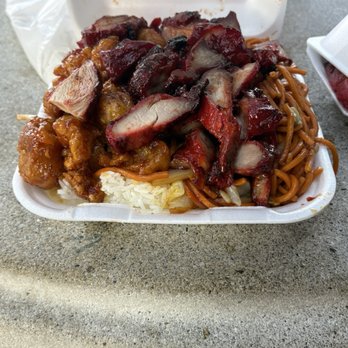 Mr. You Express - Bbq Pork orange chicken with steam rice and chow mein - Chinese Near Me - Montclair, California