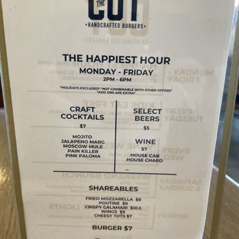 The Cut - Menu as of 3/18/26 - Burgers Near Me - Irvine, California