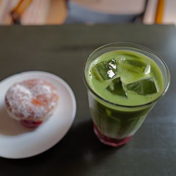 Cafe 2001 - Matcha latte with strawberry jelly - Cafes Near Me - Los Angeles, California
