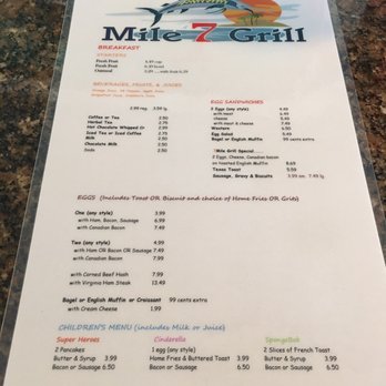 7 Mile Grill - Breakfast menu - Seafood Near Me - Marathon, Florida