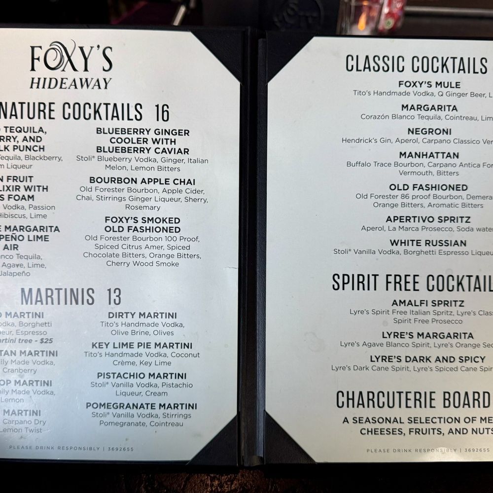 Foxy’s Hideaway - Menu - Cocktail Bars Near Me - East Dundee, Illinois Foxy’s Hideaway - Menu - Cocktail Bars Near Me - East Dundee, Illinois