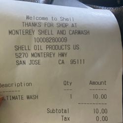 Monterey Shell Service & Car Wash - Address, verification of purchase, price