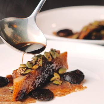 Chez Jay Pop Up - Date spread with compressed shiitake mushrooms with sliced duck breast and pumpkin and mustard seeds with a lovely sauce. - Speakeasies Near Me - San Diego, California Chez Jay Pop Up - Date spread with compressed shiitake mushrooms with sliced duck breast and pumpkin and mustard seeds with a lovely sauce. - Speakeasies Near Me - San Diego, California
