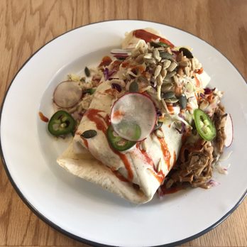 HOJA - Farmer's burrito with a side of tomatillo jackfruit (vegetarian) - Breakfast & Brunch Near Me - Denver, Colorado HOJA - Farmer's burrito with a side of tomatillo jackfruit (vegetarian) - Breakfast & Brunch Near Me - Denver, Colorado
