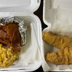 Fork In The Road Halal Food - Fried whiting, candied yams, mac & cheese