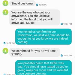Fiesta Ballroom Hotel - Text Message sent to us "madam", how rude!