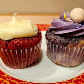 Bakeshop - Red Velvet cupcake and Taro cupcake. - Desserts Near Me - Arlington, Virginia