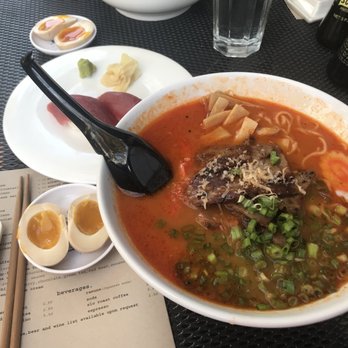 Kuma Sushi - beef spicy miso ramen with shoyu egg - Sushi Bars Near Me - Los Osos, California