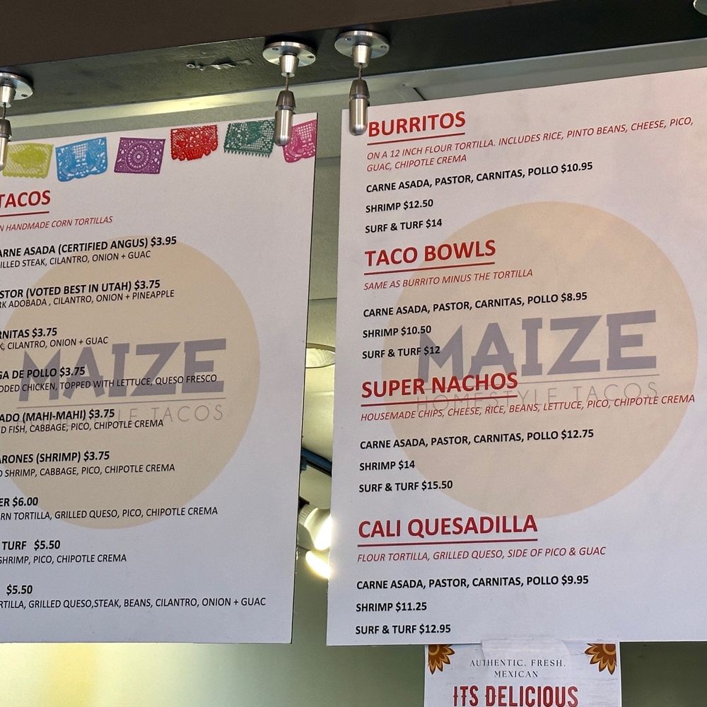 Maize - Menu - Tacos Near Me - Draper, Utah Maize - Menu - Tacos Near Me - Draper, Utah